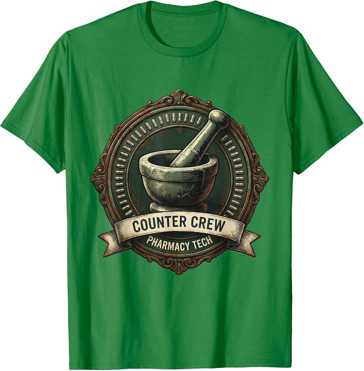Men's Counter Crew Pharmacy Tech Vintage Pharmacy Tech Pun T-Shirt - Kelly Green