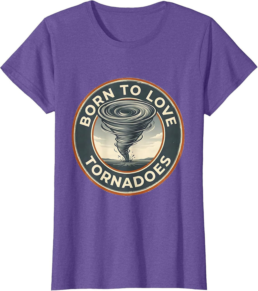 Born To Love Tornadoes Vintage Storm Chaser Meteorology T-Shirt - Purple Heather