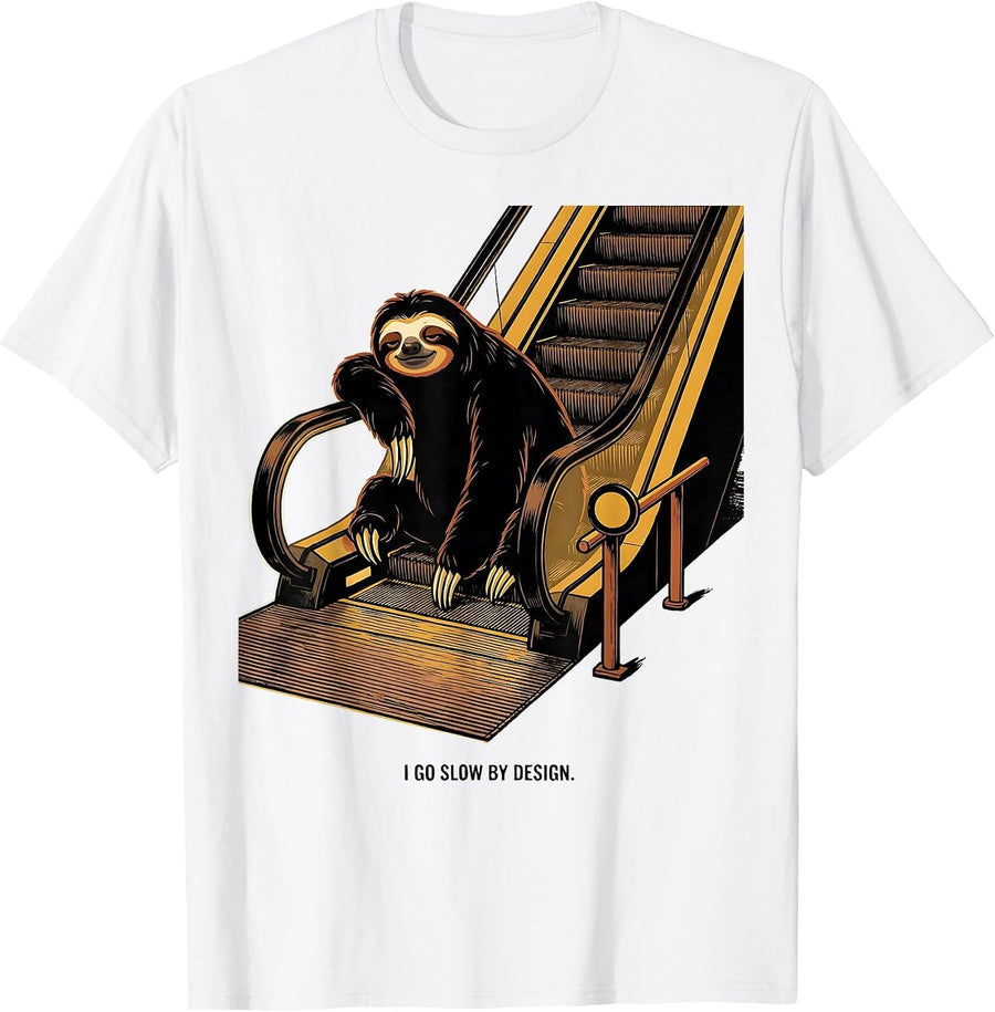 Men's I Go Slow By Design Funny Sloth Humor Gift for Sloth Lovers T-Shirt - White