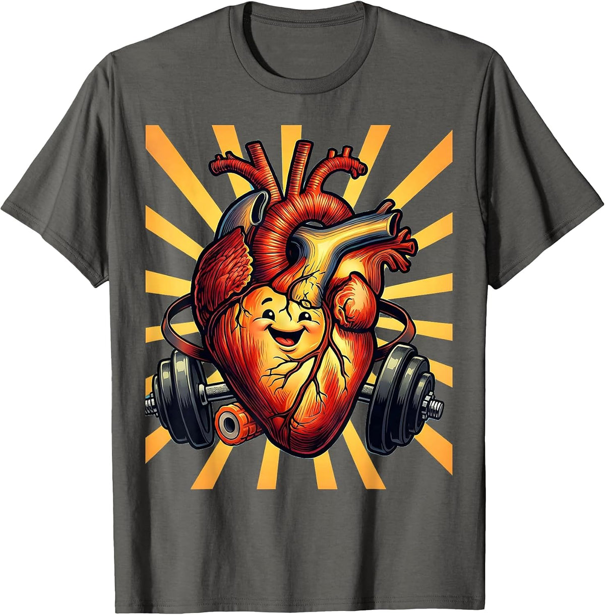 Men's Anatomical Heart Physical Therapy Tools Graphic T-Shirt - Asphalt Grey