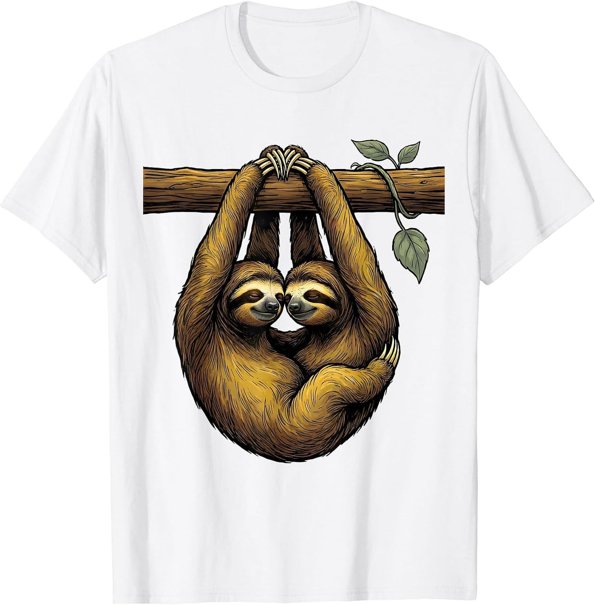 Interlocked Sloths Funny Sloth Lover Gift T-Shirt - White