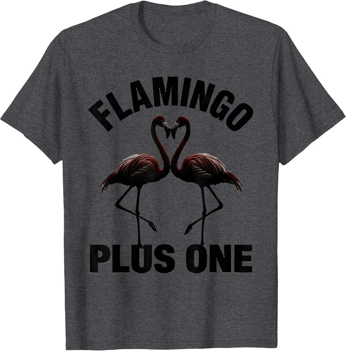 Men's Flamingo Plus One Funny Flamingo Lover Tropical Humor T-Shirt - Dark Heather Grey