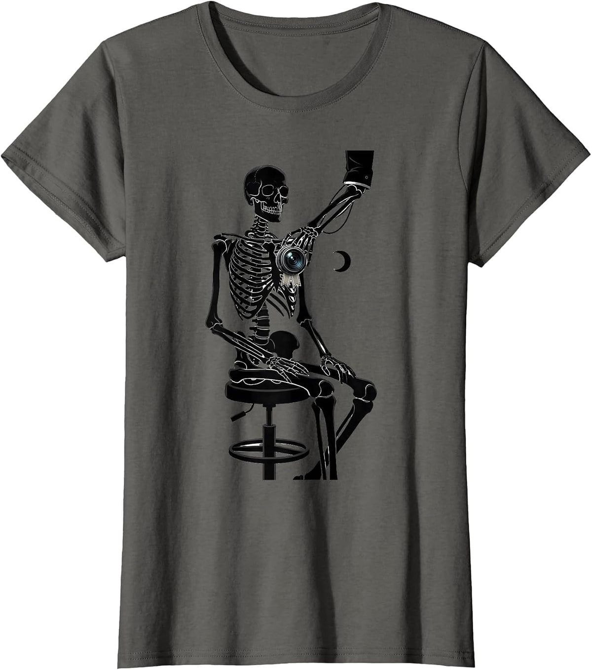 Women's Skeleton Gamma Camera Halloween Radiology Tech T-Shirt - Asphalt Grey