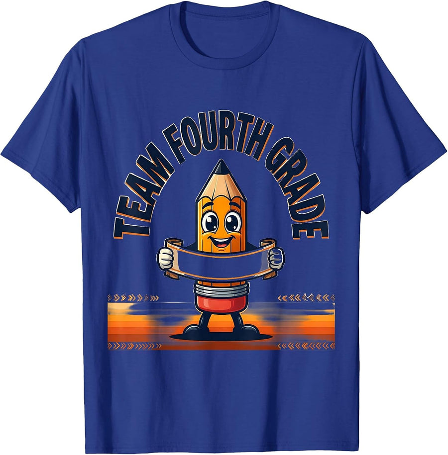 Team Fourth Grade Retro Teacher Back To School T-Shirt - Royal Blue