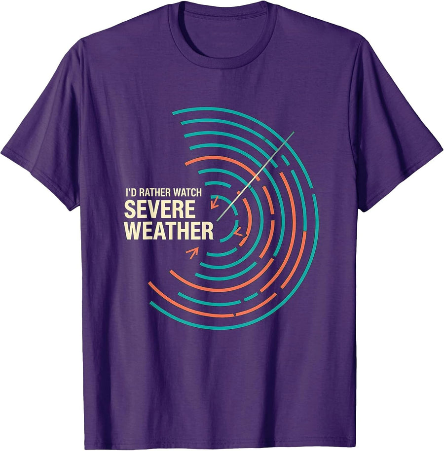 Men's I'd Rather Watch Severe Weather Funny Meteorology Enthusiast T-Shirt - Purple