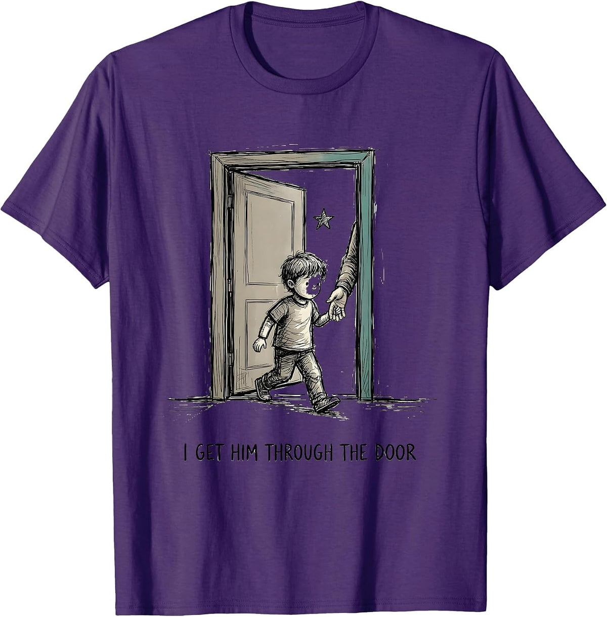 I Get Him Through The Door Funny Para Paraprofessional T-Shirt - Purple
