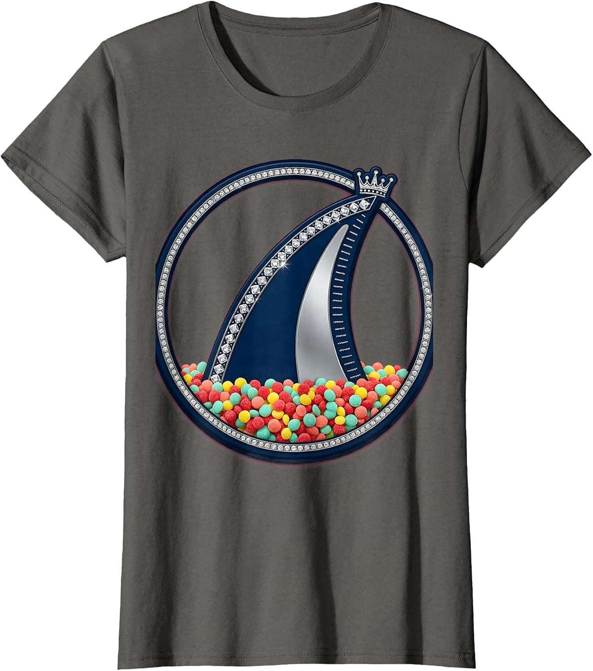 Women's Birthday Boy Shark Fin Sprinkles Graphic T-Shirt - Asphalt Grey