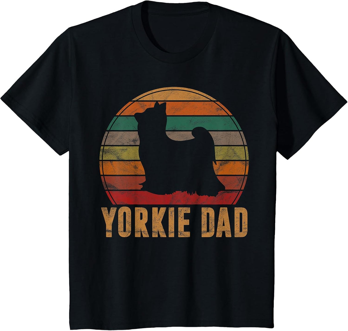 Retro Yorkshire Terrier Dad Dog Owner Pet Yorkie Father T-Shirt - Black