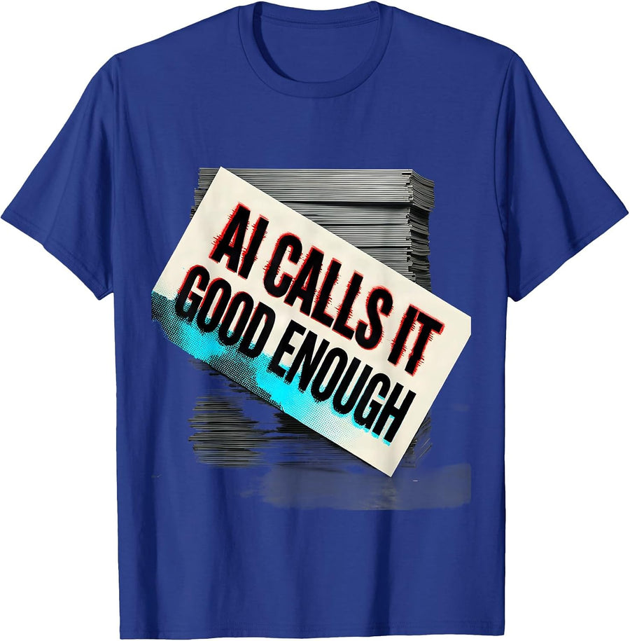 AI Calls It Good Enough Deadpan Office Tech Humor T-Shirt - Royal Blue