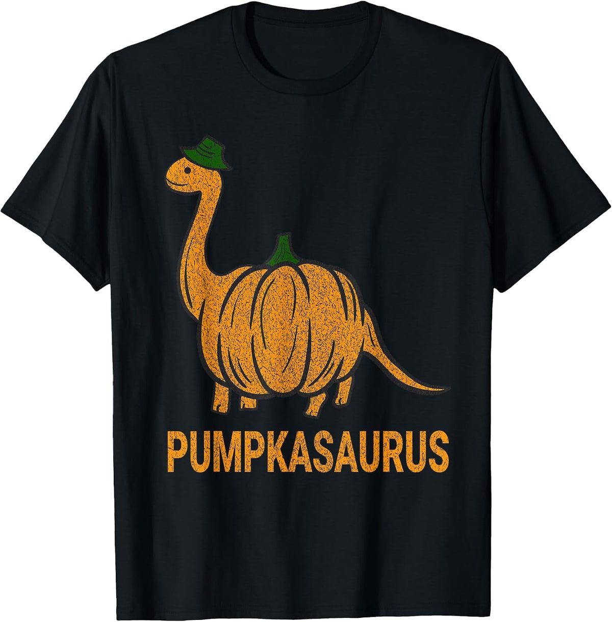 Pumpkasaurus Pumpkin Dinosaur Funny Dino Halloween T-Shirt - Black