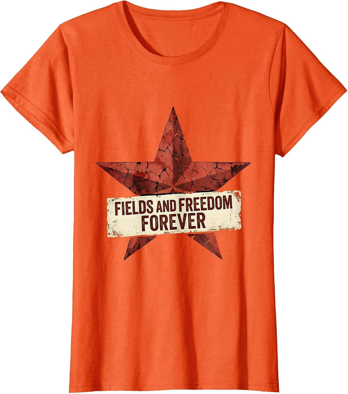 Fields and Freedom Forever Cowgirl Design T-Shirt - Orange