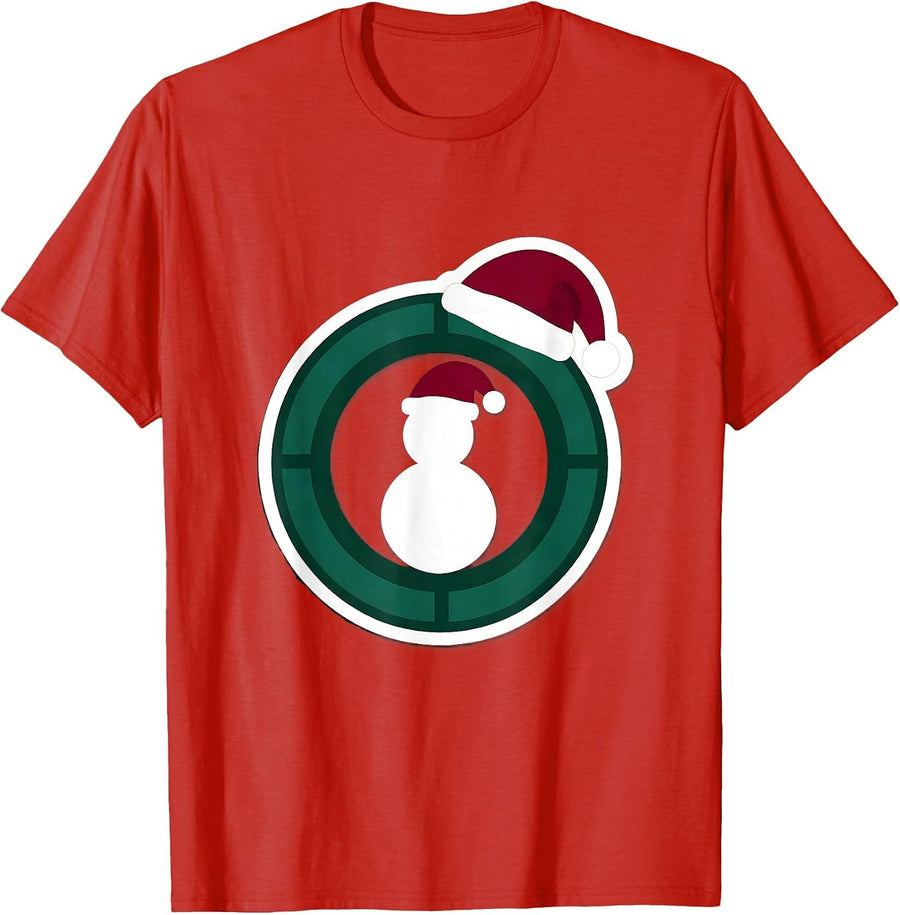 Men's MRI Bore Ring Snowman Radiology Tech Christmas Sticker T-Shirt - Red