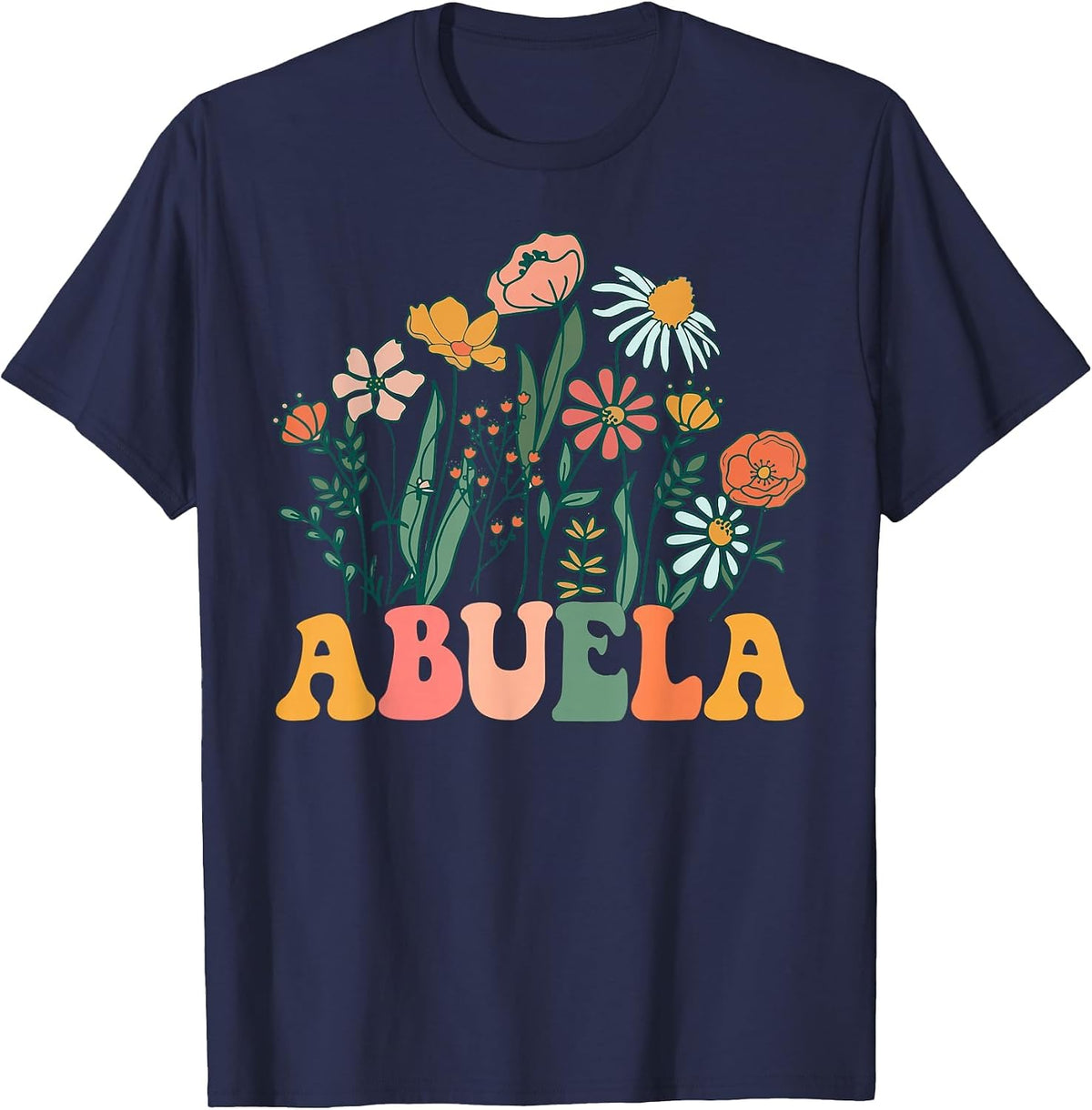 New Abuela Wildflower First Birthday & Baby Shower T-Shirt - Navy Blue