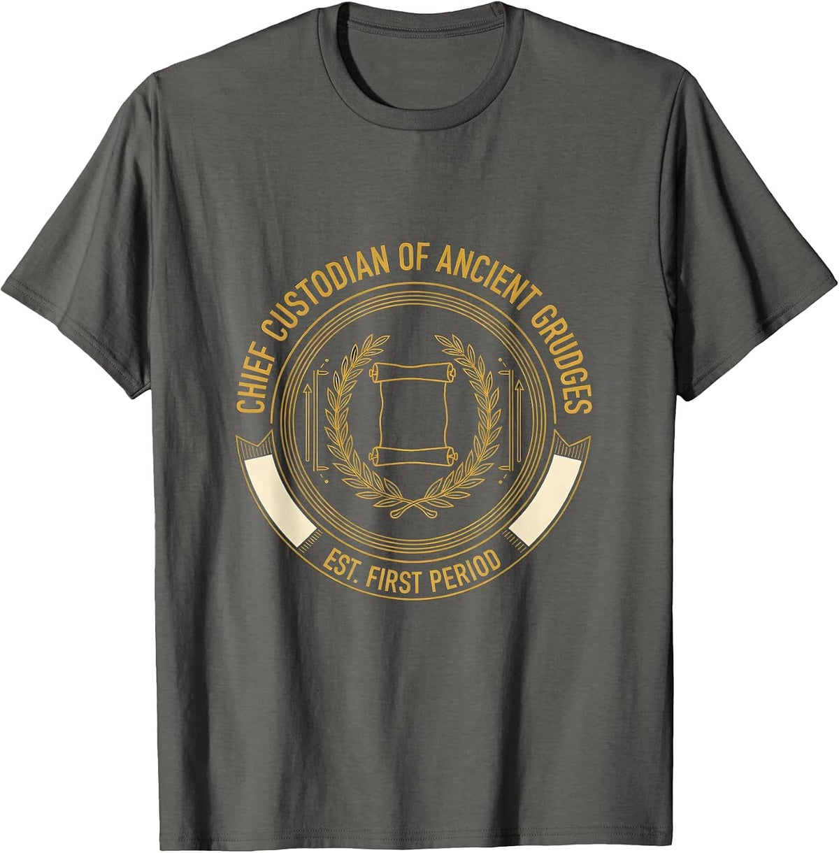 Chief Custodian Of Ancient Grudges Funny History Teacher T-Shirt - Asphalt Grey