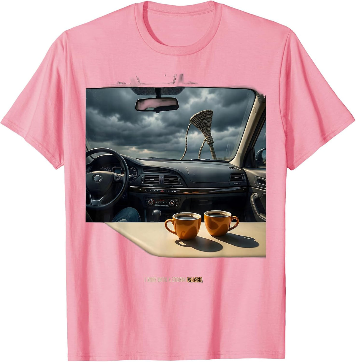 Men's I Ride With A Storm Chaser Funny Tornado Chaser Meteorology T-Shirt - Pink