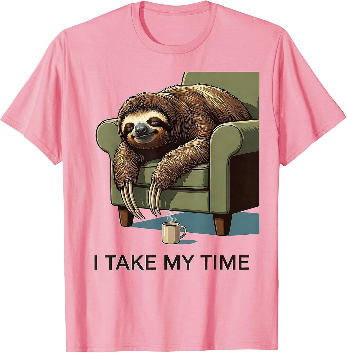 Men's I Take My Time Funny Sloth Lover Animal Humor Gift T-Shirt - Pink
