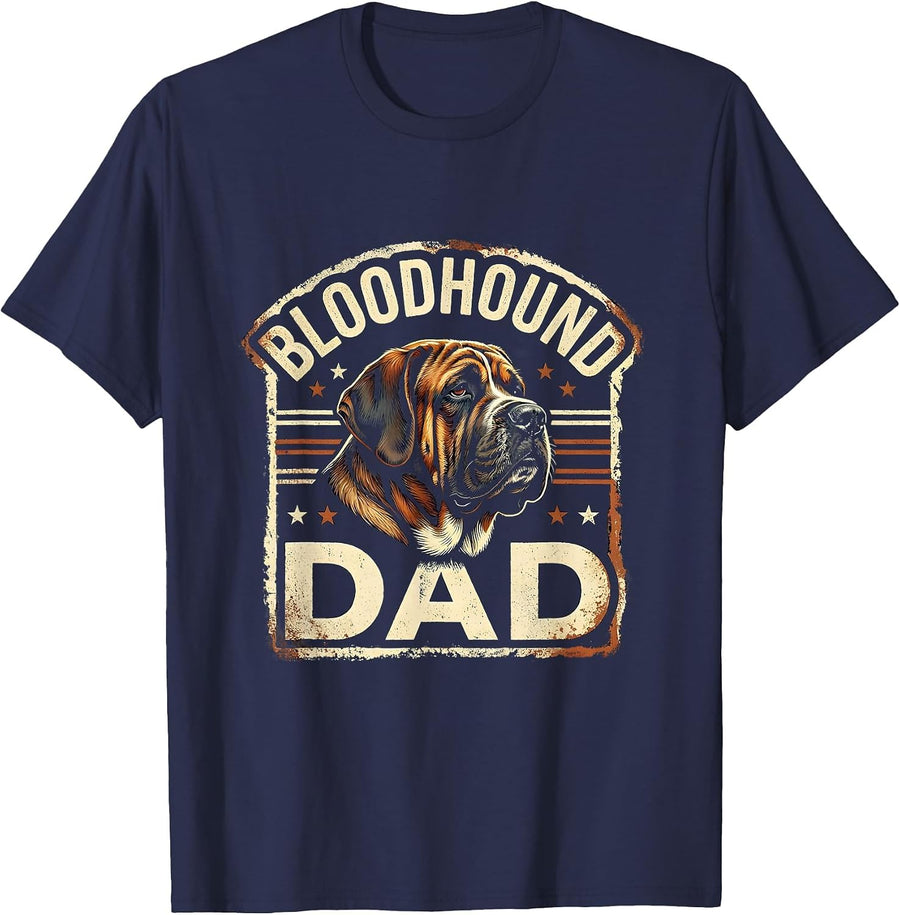 Bloodhound Dad Rubber Stamp Patriotic Dog Breed Pride 4th T-Shirt - Navy Blue