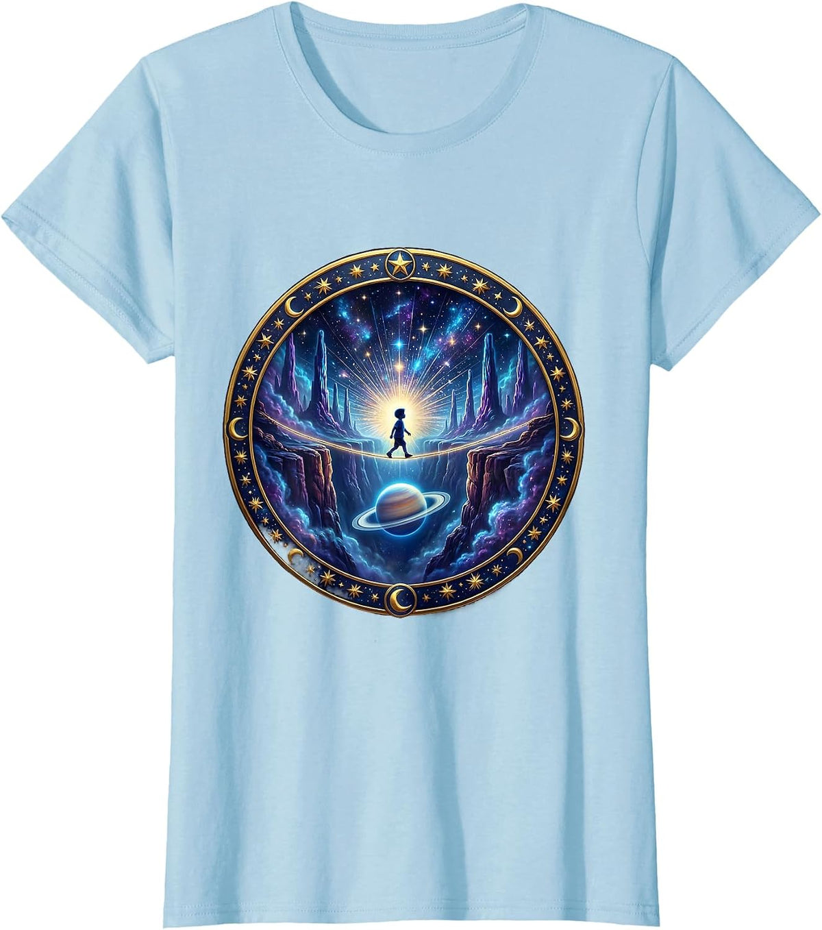 Faith Over Fear Child Tightrope Canyon Graphic T-Shirt - Baby Blue