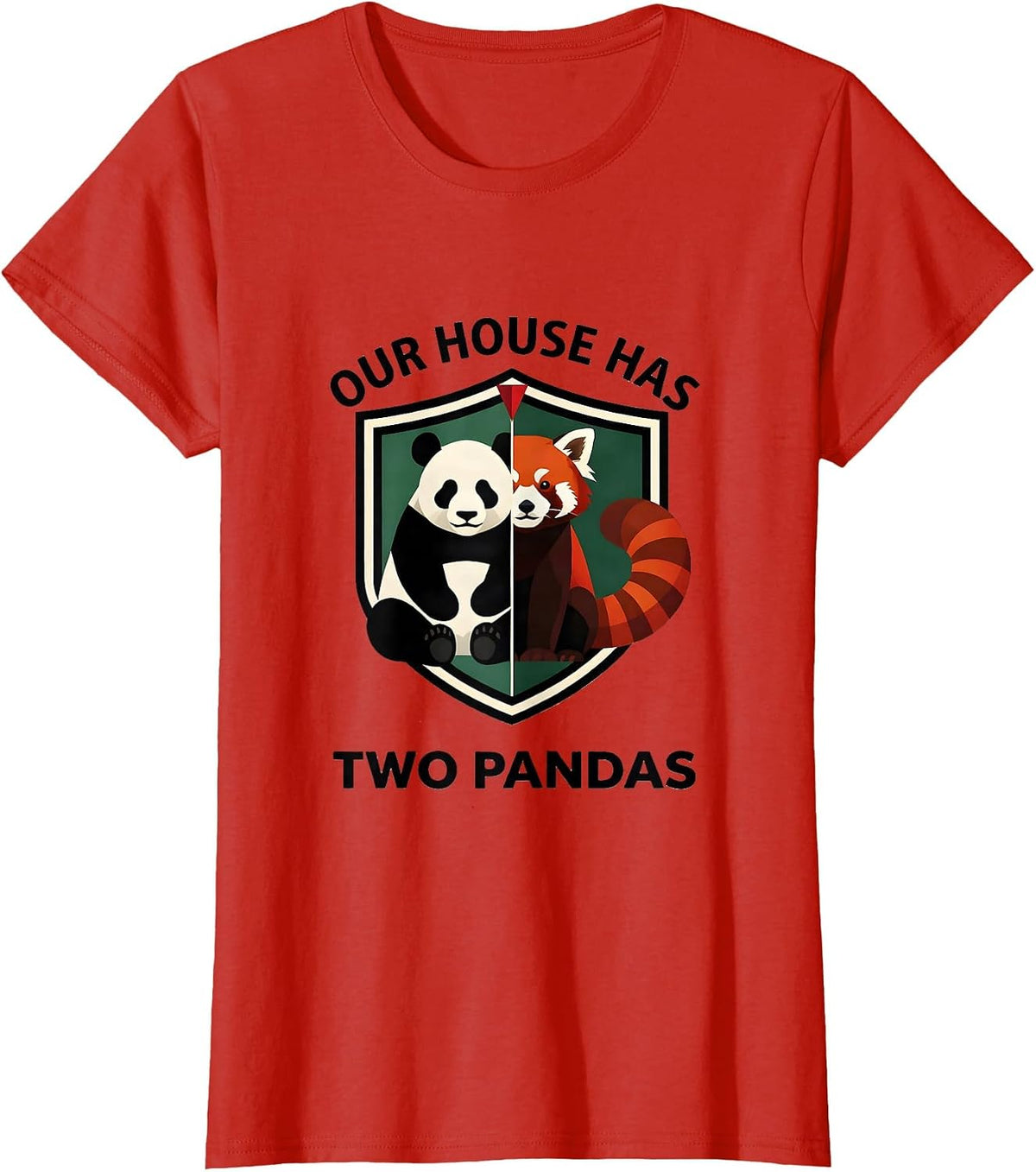Our House Has Two Pandas Funny Animal Lover Gift Panda Humor T-Shirt - Red