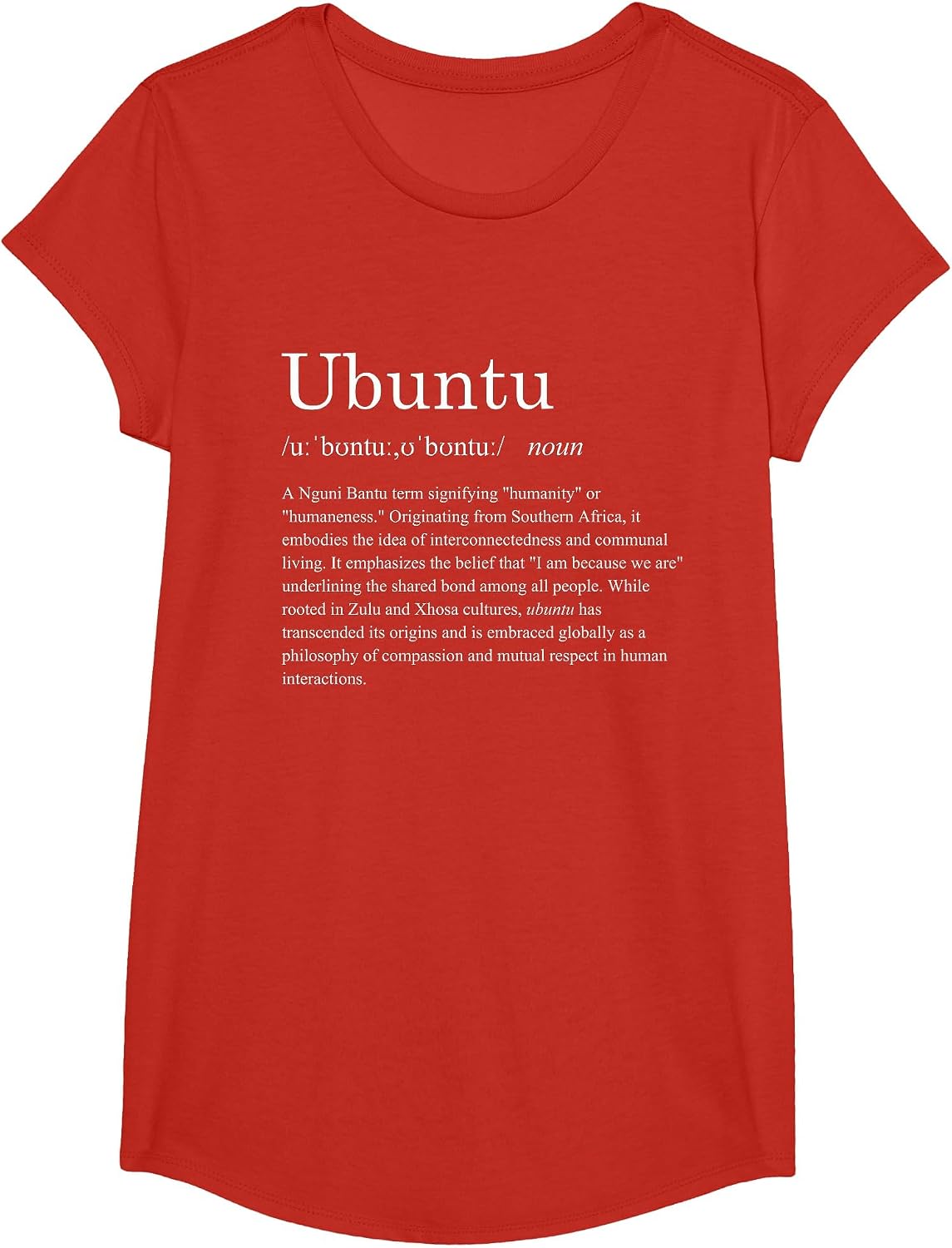 Ubuntu Definition - African Culture Zulu Xhosa South Africa T-Shirt - Girls Red