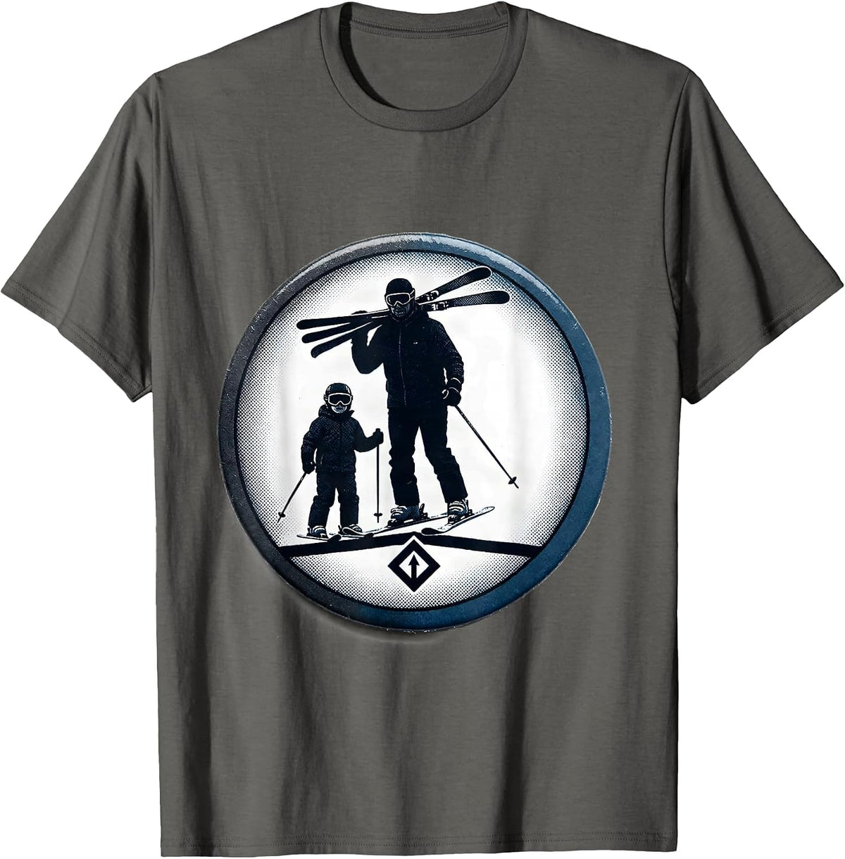 Sealed Skier Badge Family Skiing Humor T-Shirt - Asphalt Grey