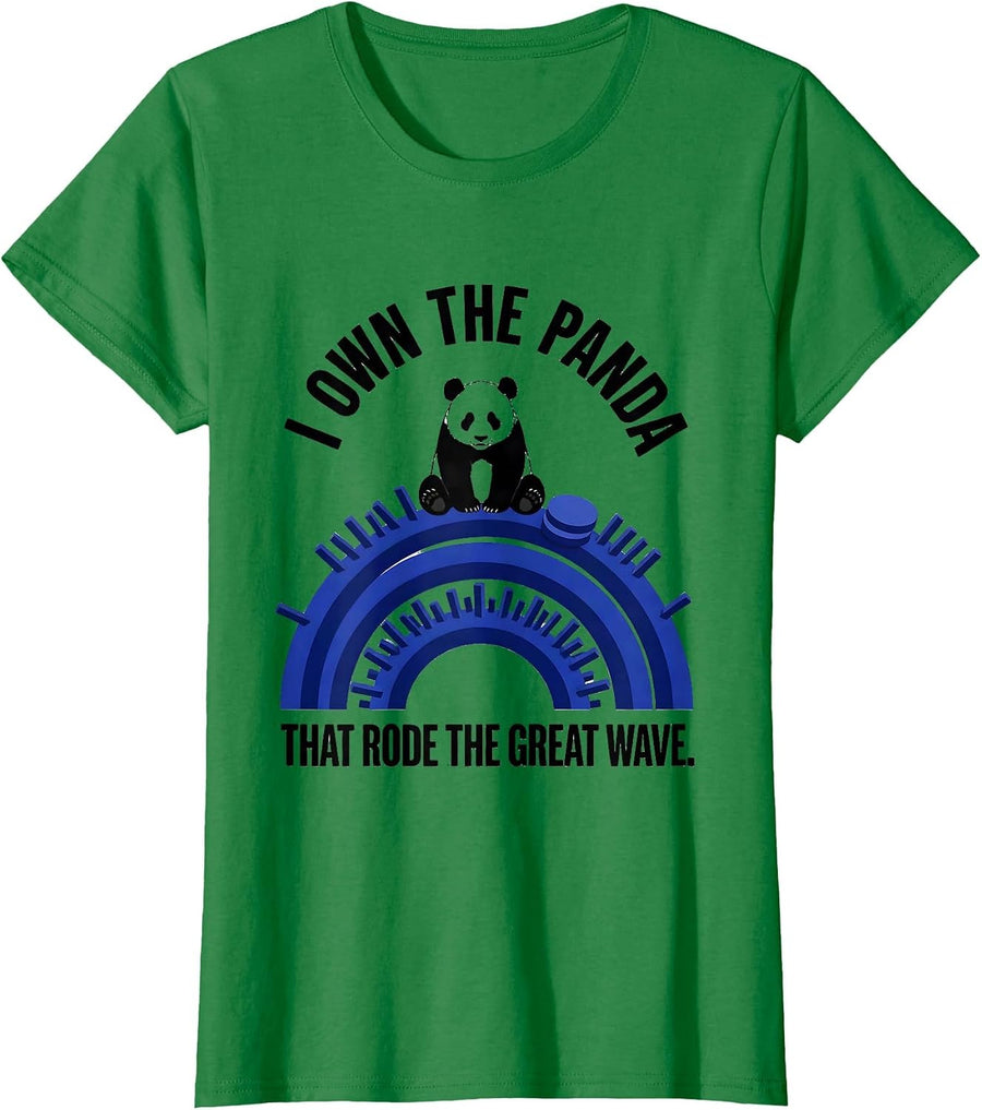 Women's I Own The Panda That Rode The Great Wave Funny T-Shirt - Kelly Green