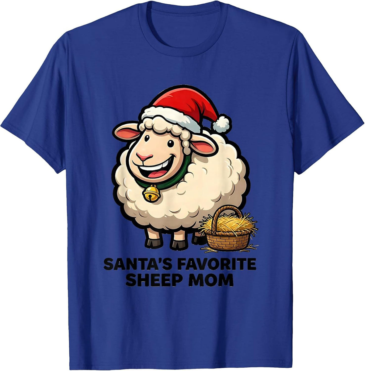 Santa's Favorite Sheep Mom Funny Cartoon Christmas Farm T-Shirt - Royal Blue