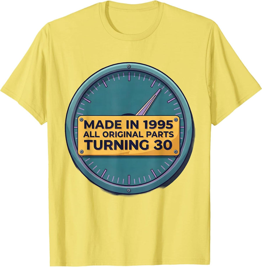 Men's Made In 1995, All Original Parts, Turning 30 Vintage T-Shirt - Lemon Yellow