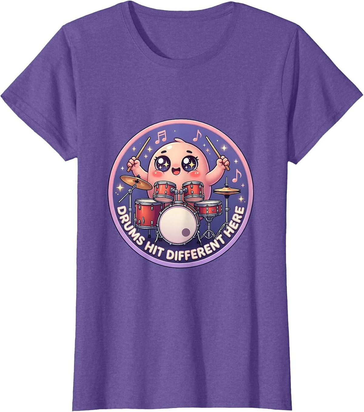 Drums Hit Different Classic Rock Band Design T-Shirt - Purple Heather