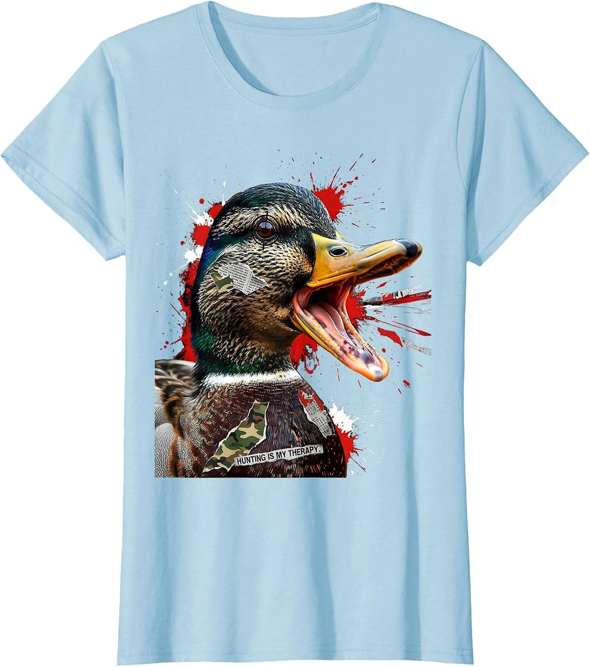 Duck Camo Hunting Is My Therapy Design T-Shirt - Baby Blue