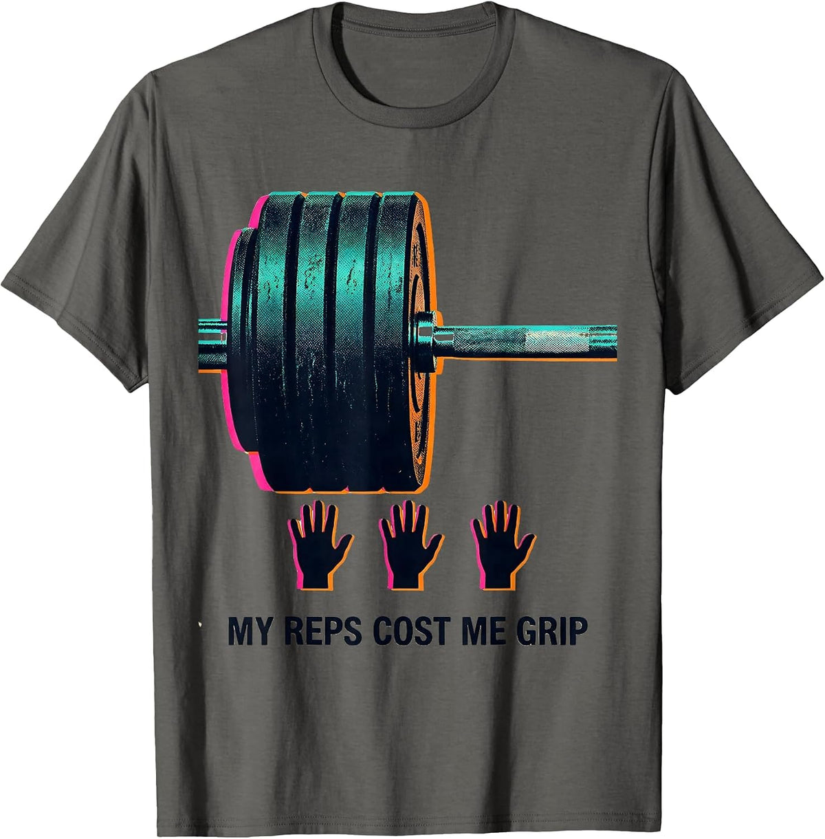 Men's My Reps Cost Me Grip Funny Gym Workout Weightlifting Humor T-Shirt - Asphalt Grey