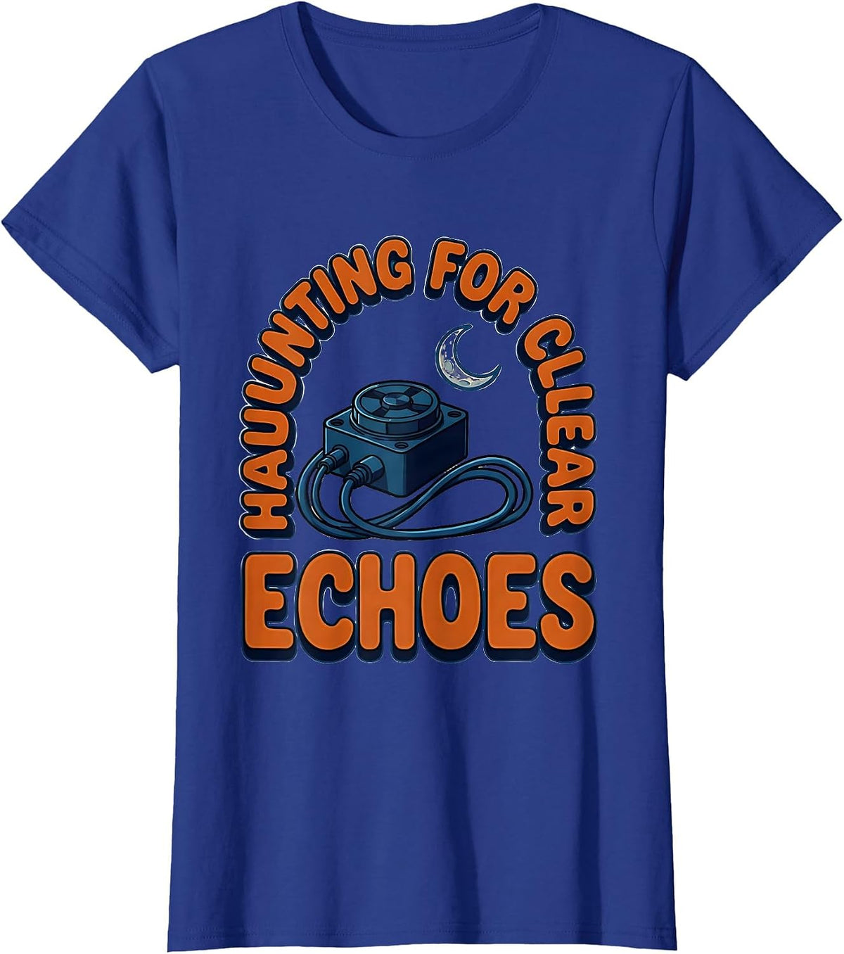 Women's Haunting For Clear Echoes Cartoon Sonographer Halloween T-Shirt - Royal Blue
