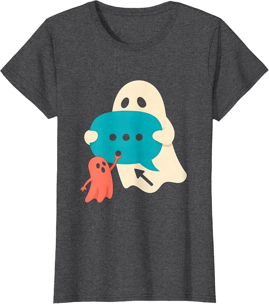 Women's Rounded Ghost Para Normal Activities Paraprofessional T-Shirt - Dark Heather Grey