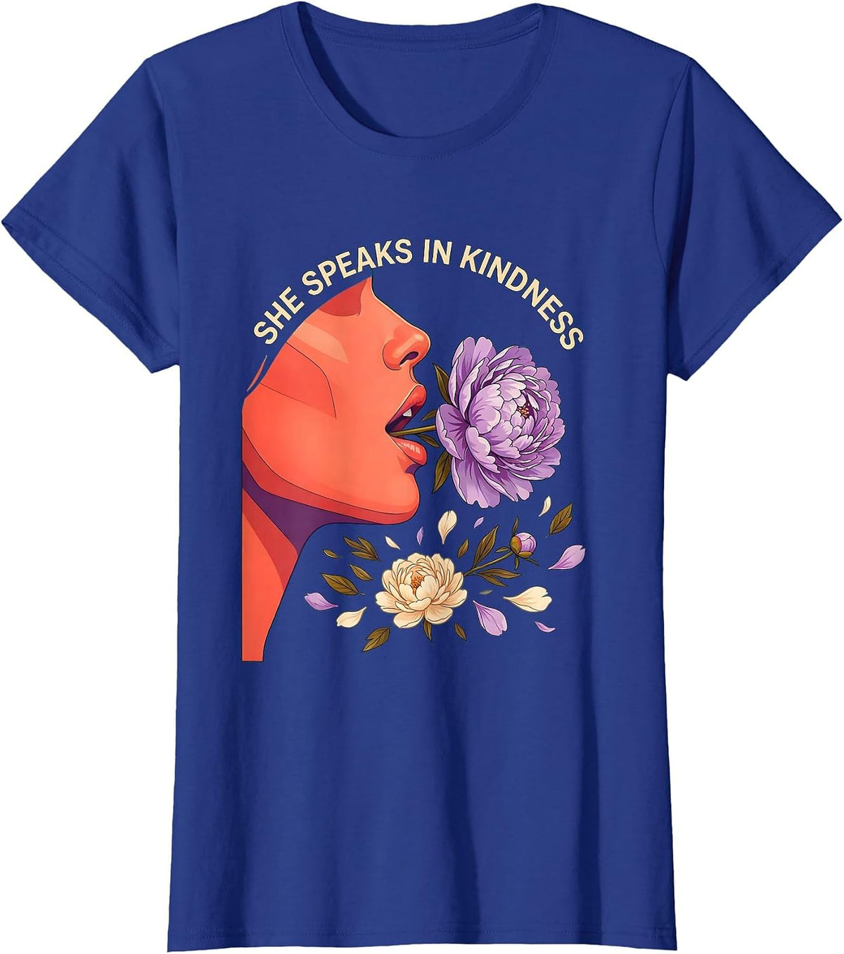 Women's She Speaks In Kindness Be Kind Graphic Design T-Shirt - Royal Blue