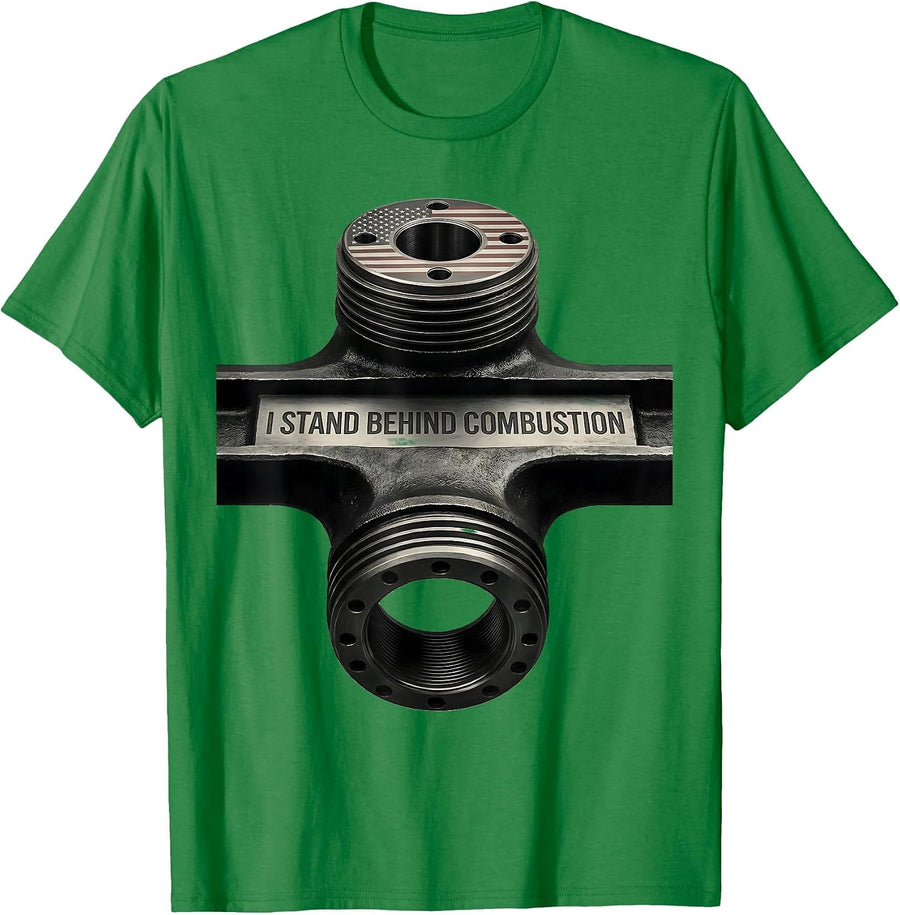 Men's I Stand Behind Combustion Vintage Muscle Car Mechanic T-Shirt - Kelly Green
