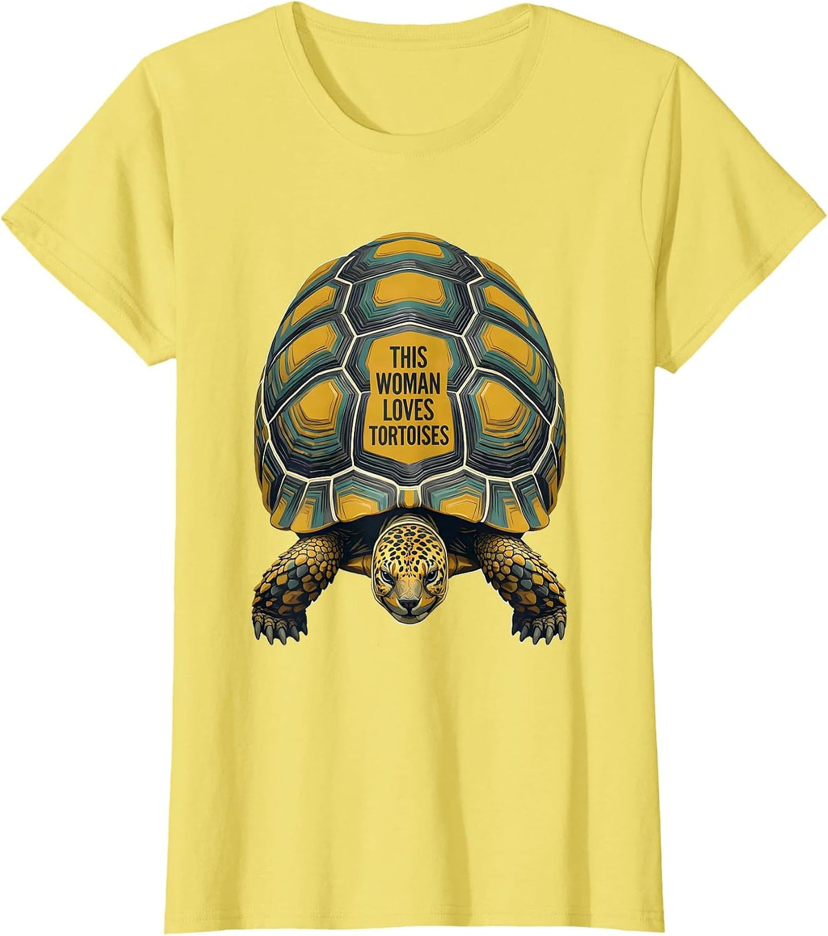 This Woman Loves Tortoises Midcentury Modern Reptile Lover T-Shirt - Lemon Yellow