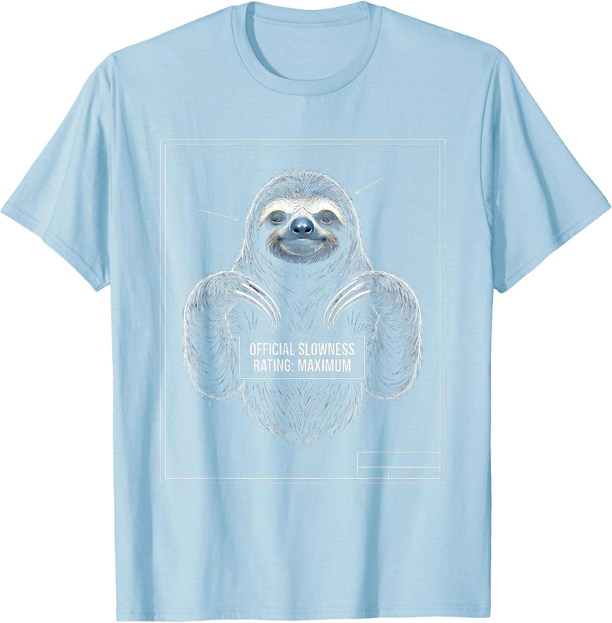 Men's Official Slowness Rating: Maximum Funny Sloth Lover Gift T-Shirt - Baby Blue