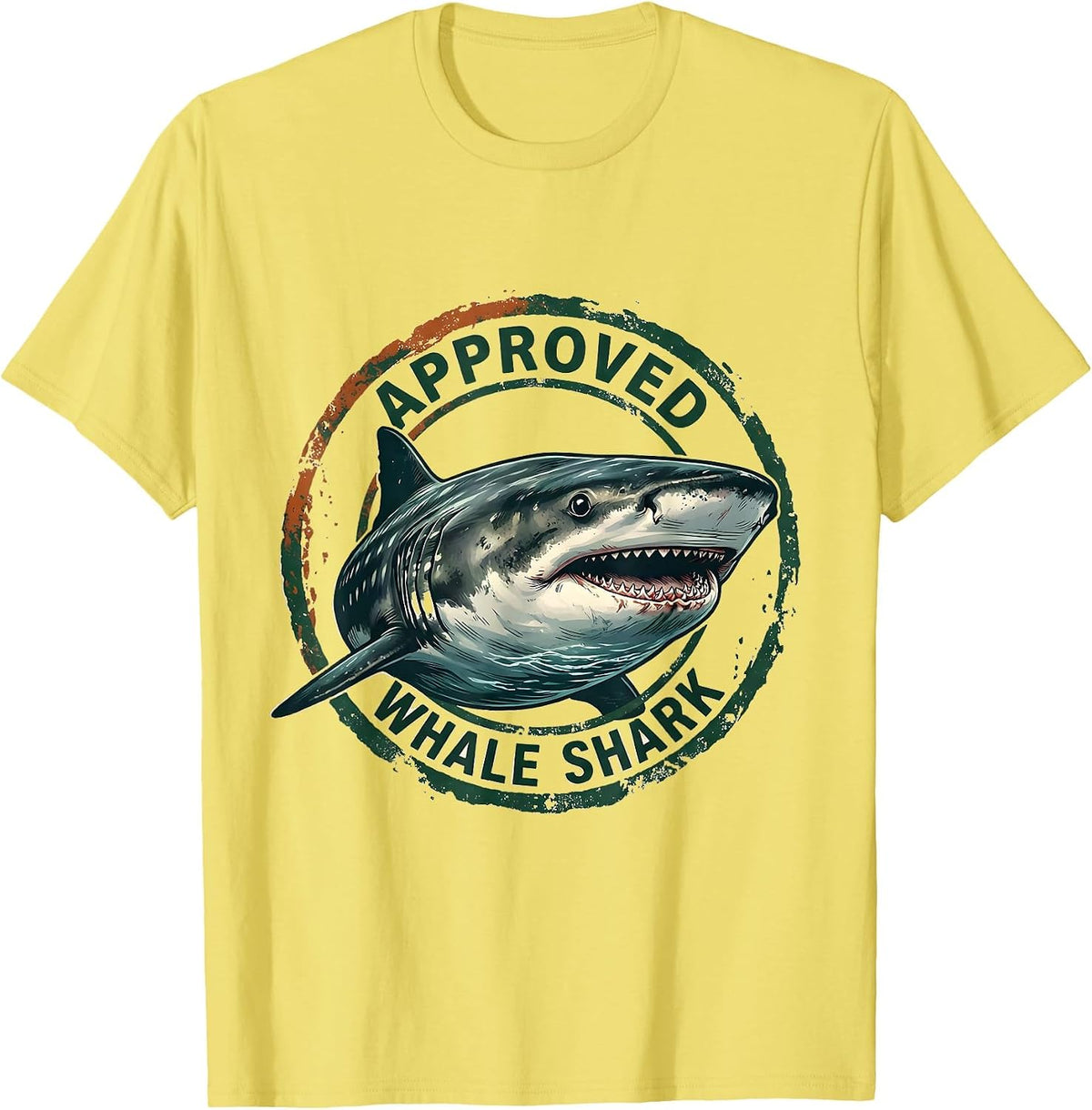 Men's Approved Whale Shark Vintage Funny Shark Lover Ocean T-Shirt - Lemon Yellow