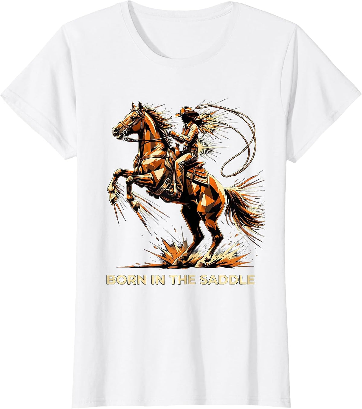 Born in the Saddle Girls Western Design T-Shirt - White