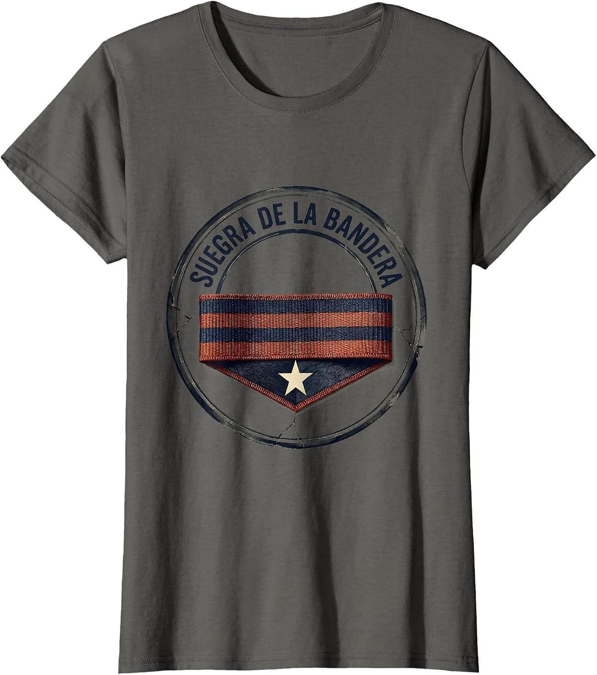 Women's Suegra De La Bandera Vintage Cuban Family Role Humor T-Shirt - Asphalt Grey