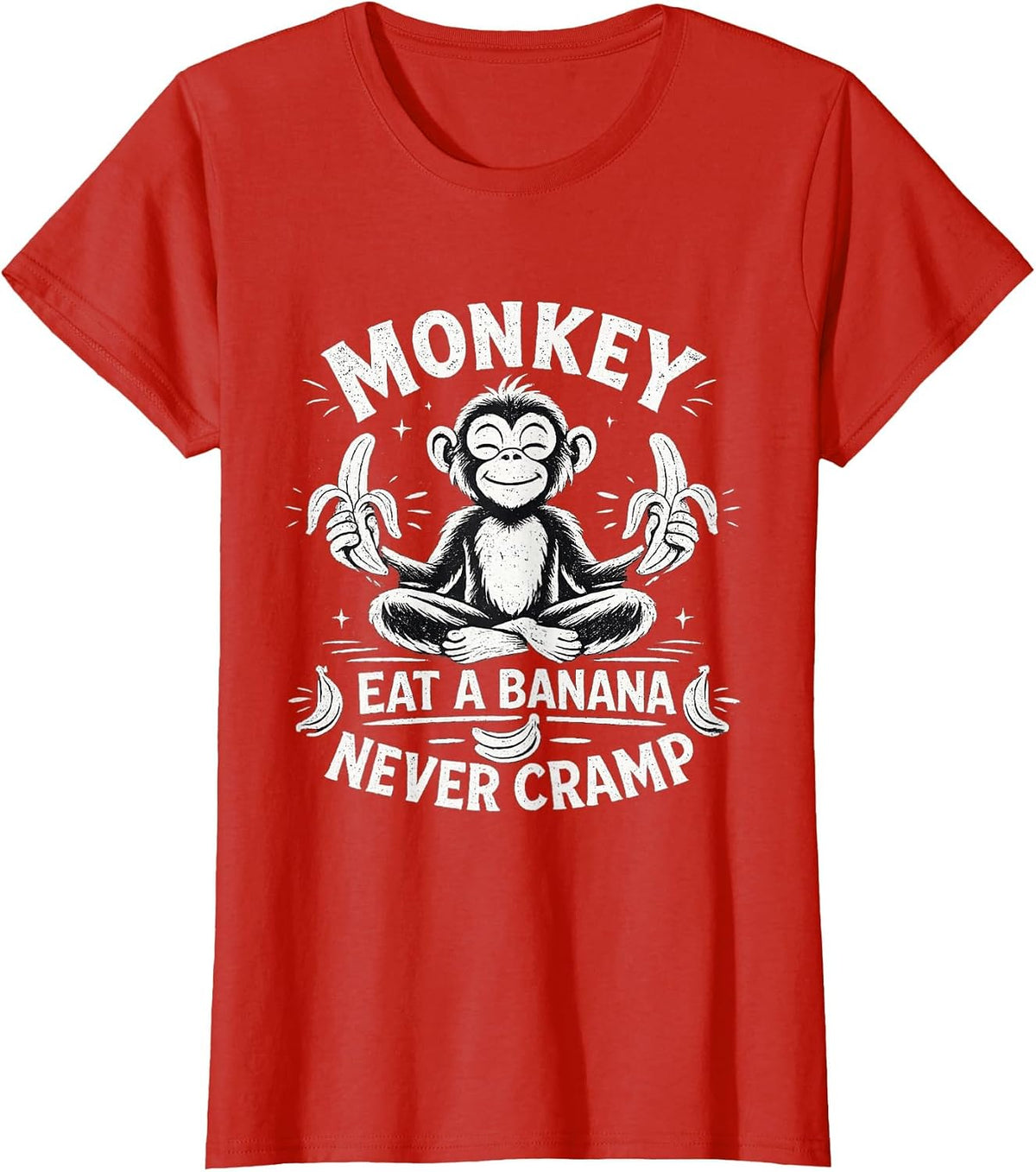 Monkey Eat a Banana Never Cramp T-Shirt - Red