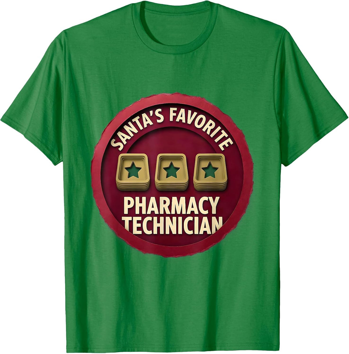 Men's Santa's Favorite Pharmacy Technician Funny Medical Tech T-Shirt - Kelly Green