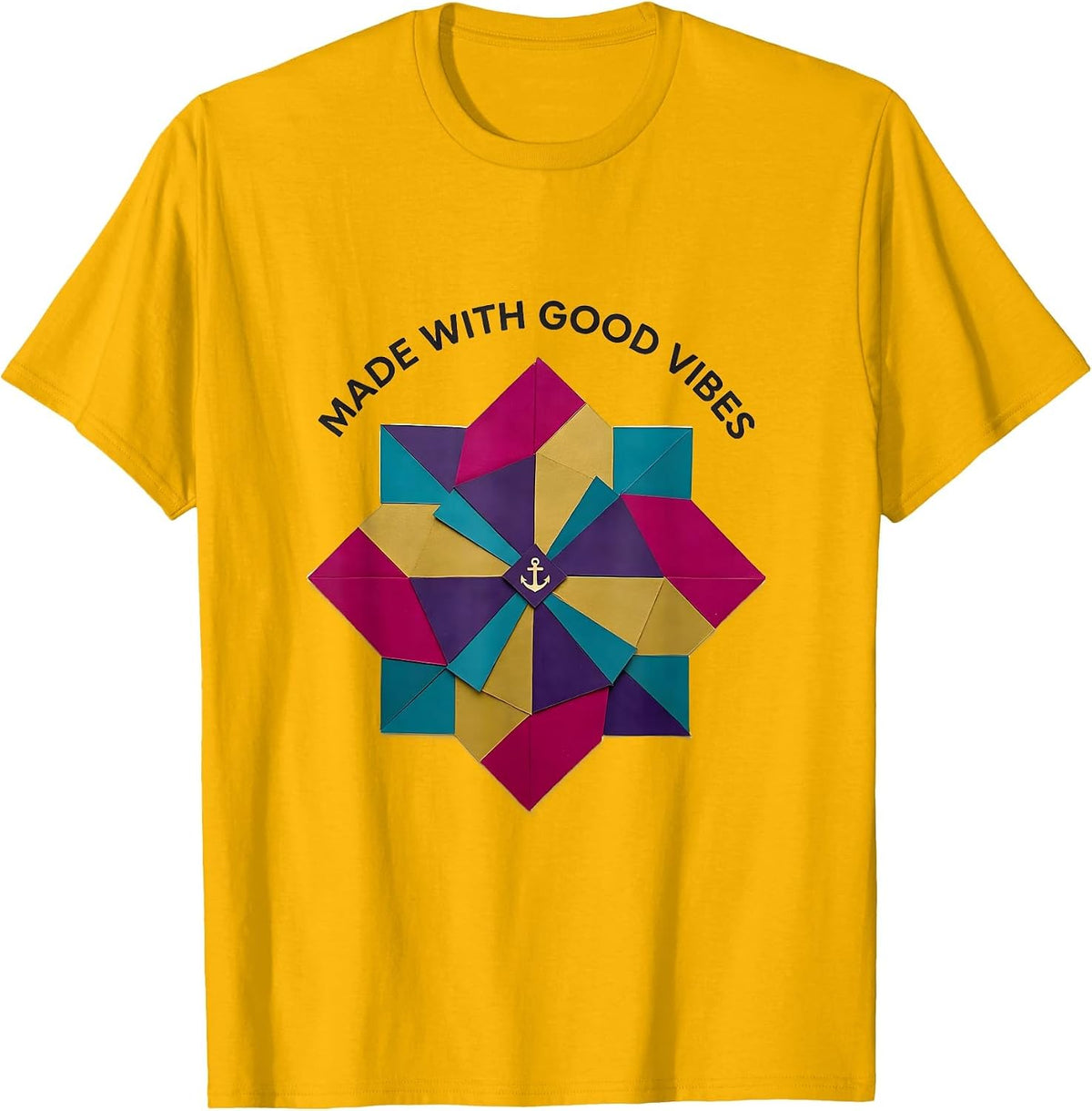 Made With Good Vibes Tie Dye Graphic Design T-Shirt - Golden Yellow