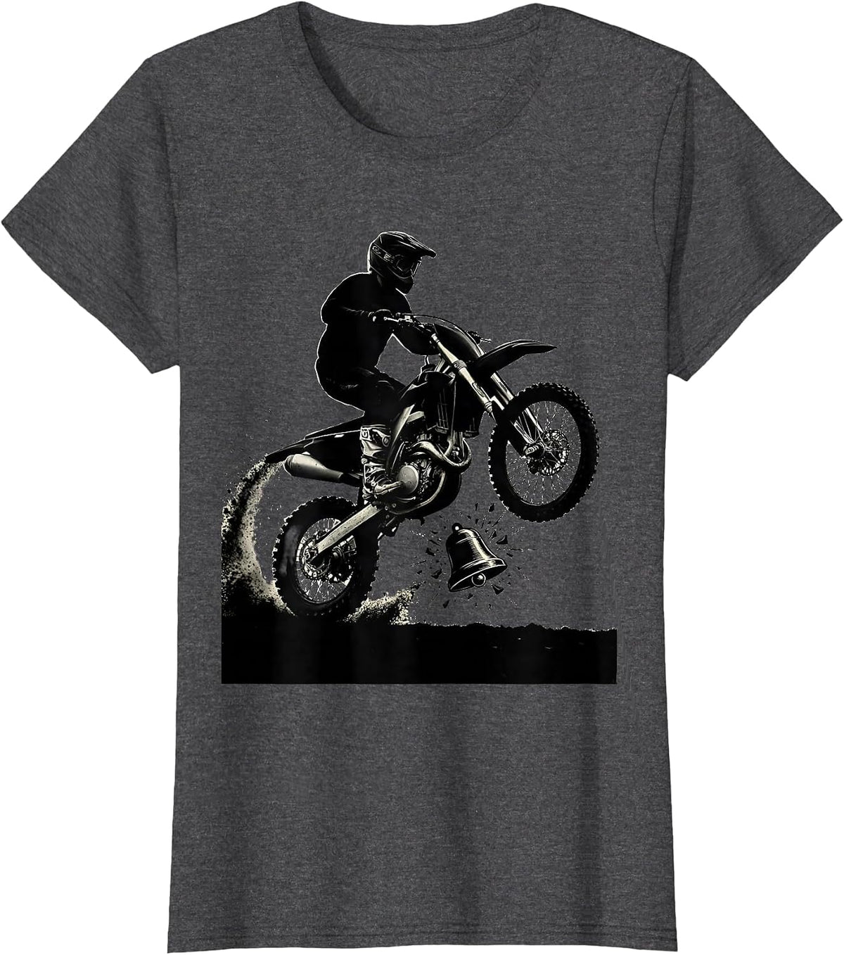 Women's Dirt Bike Rider Silhouette Motocross Humor T-Shirt - Dark Heather Grey
