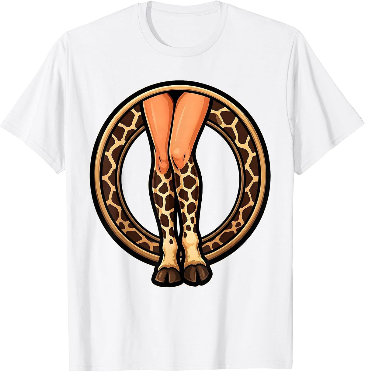 Men's Giraffe Pattern Legs Animal Print Transformation T-Shirt - White