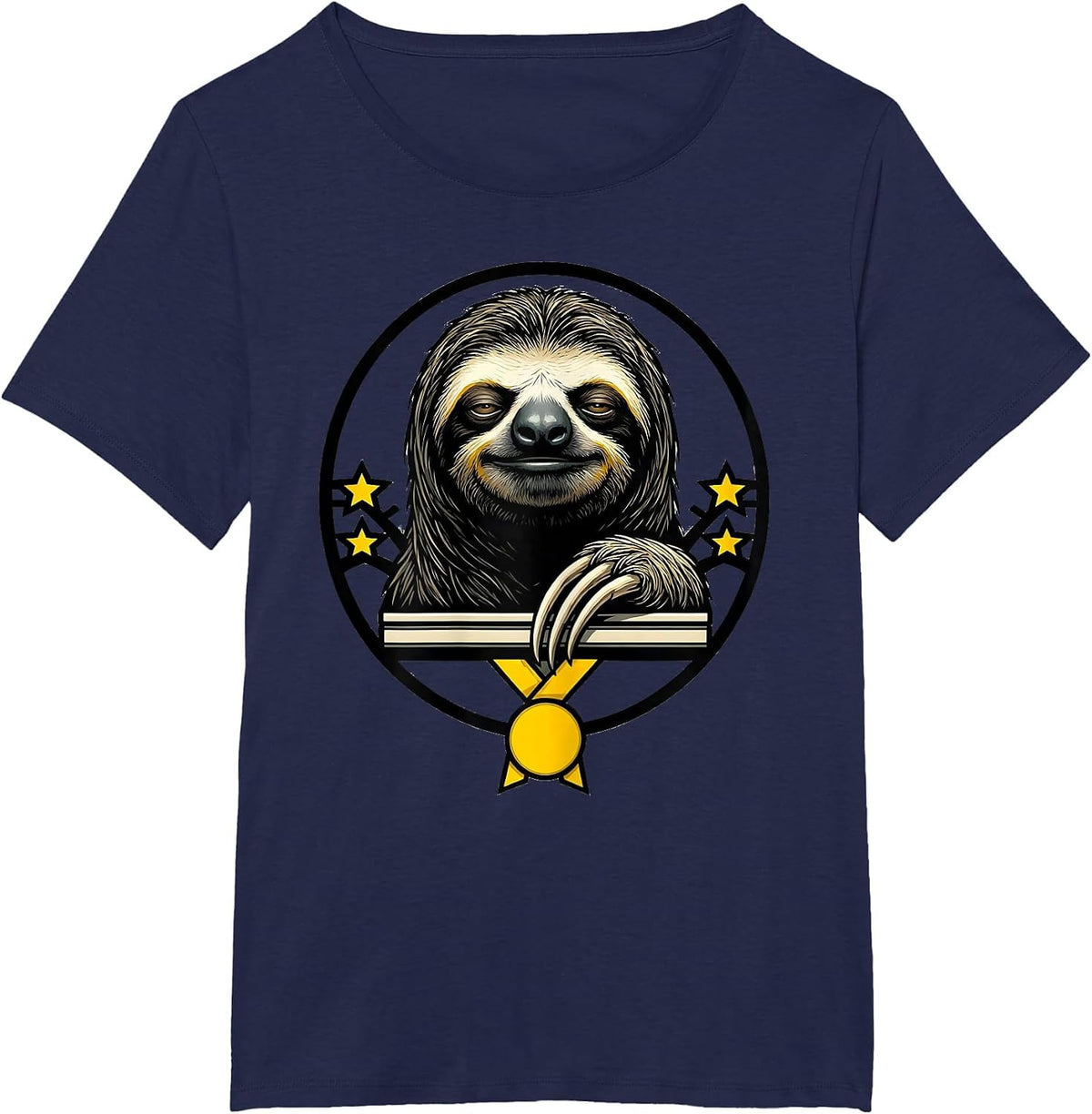 Women's Sloth Stencil Funny Sloth Lover Gift T-Shirt - Navy Blue