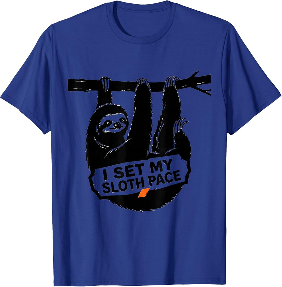 I Set My Sloth Pace Funny Sloth Lover Humor Gift T-Shirt - Royal Blue