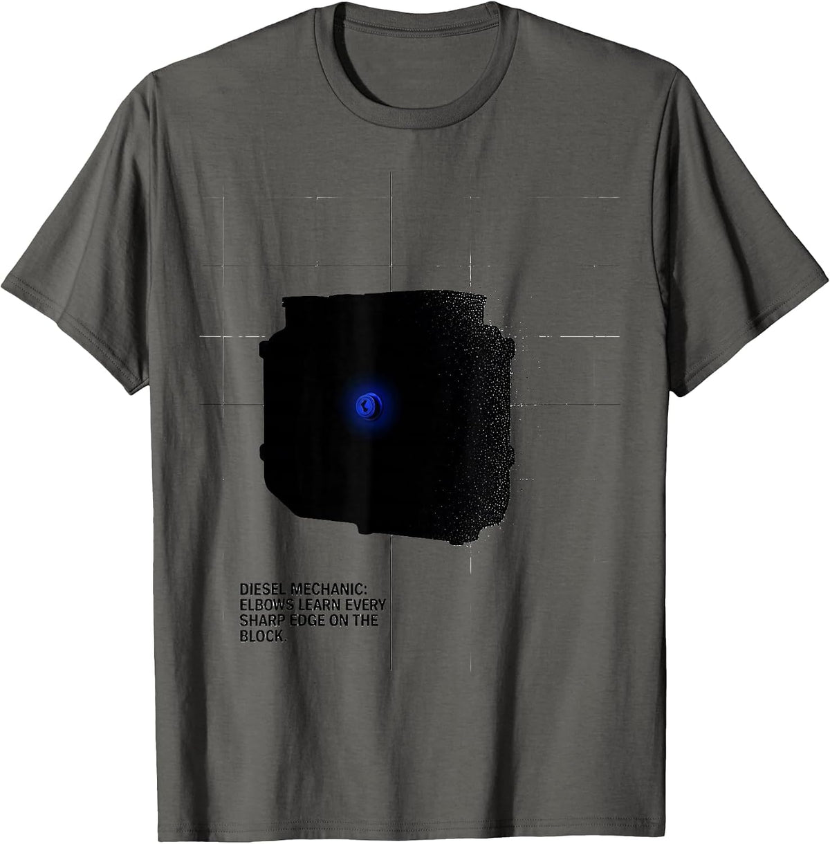 Men's Diesel Mechanic: Elbows Learn Every Sharp Edge On The Block T-Shirt - Asphalt Grey