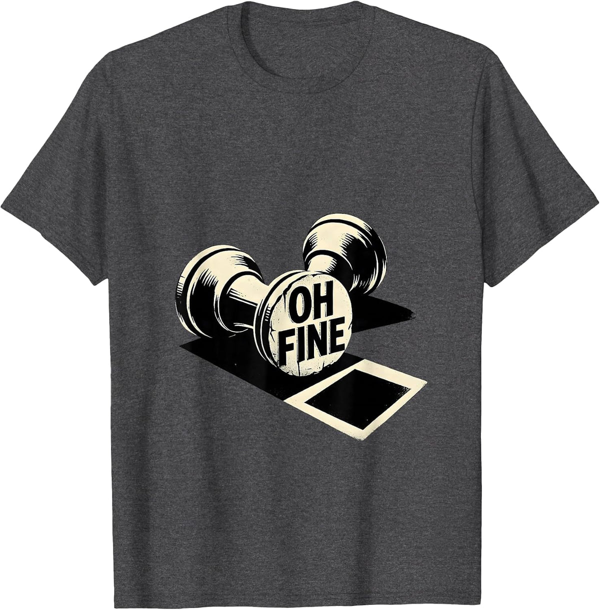 Oh Fine Stencil Chess Player Lover Humor Gift T-Shirt - Dark Heather Grey