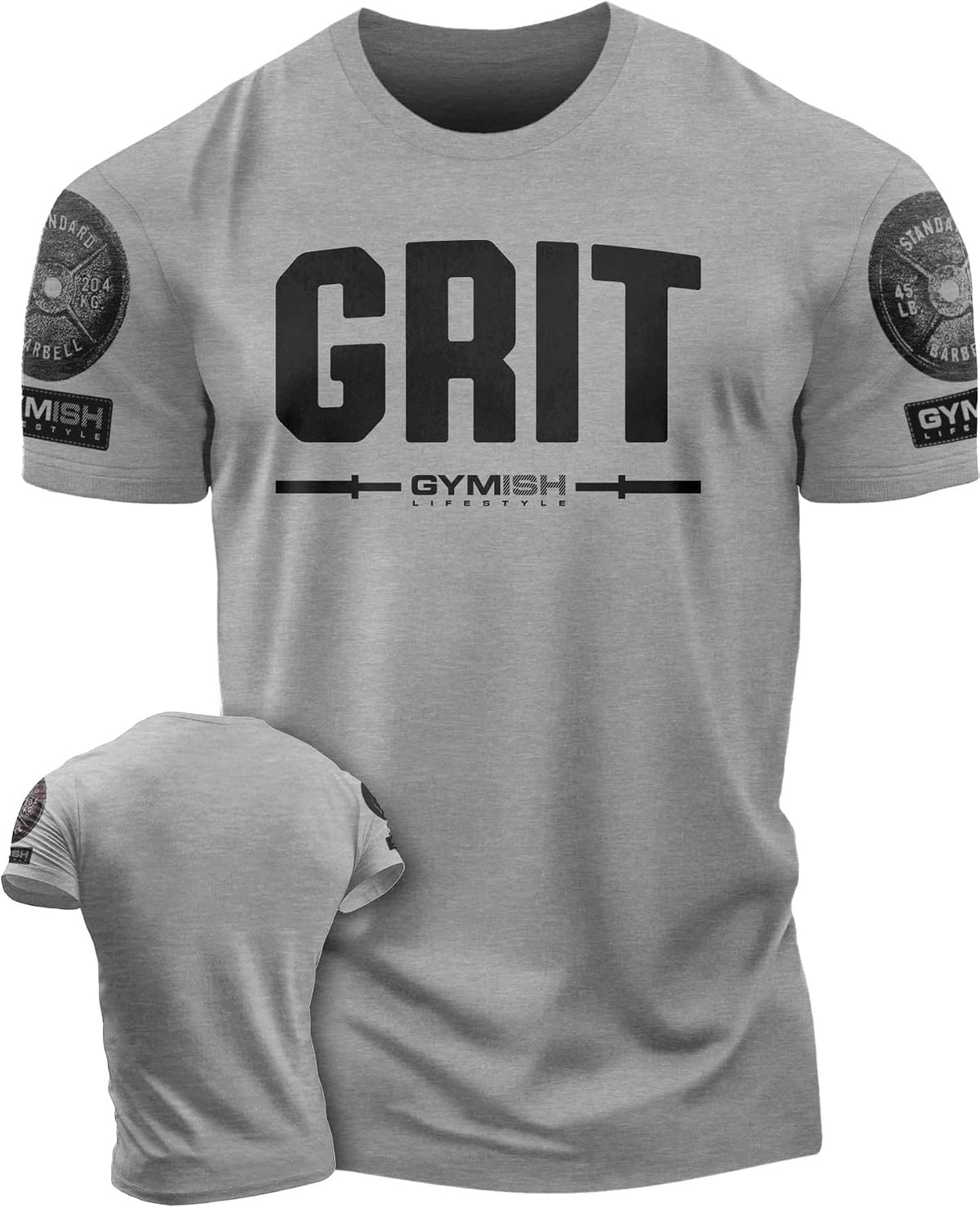 Gymish Lifestyle Grit Workout Shirt for Men - Deadlift Lifting T-Shirt - 2. Grit Grey Branded